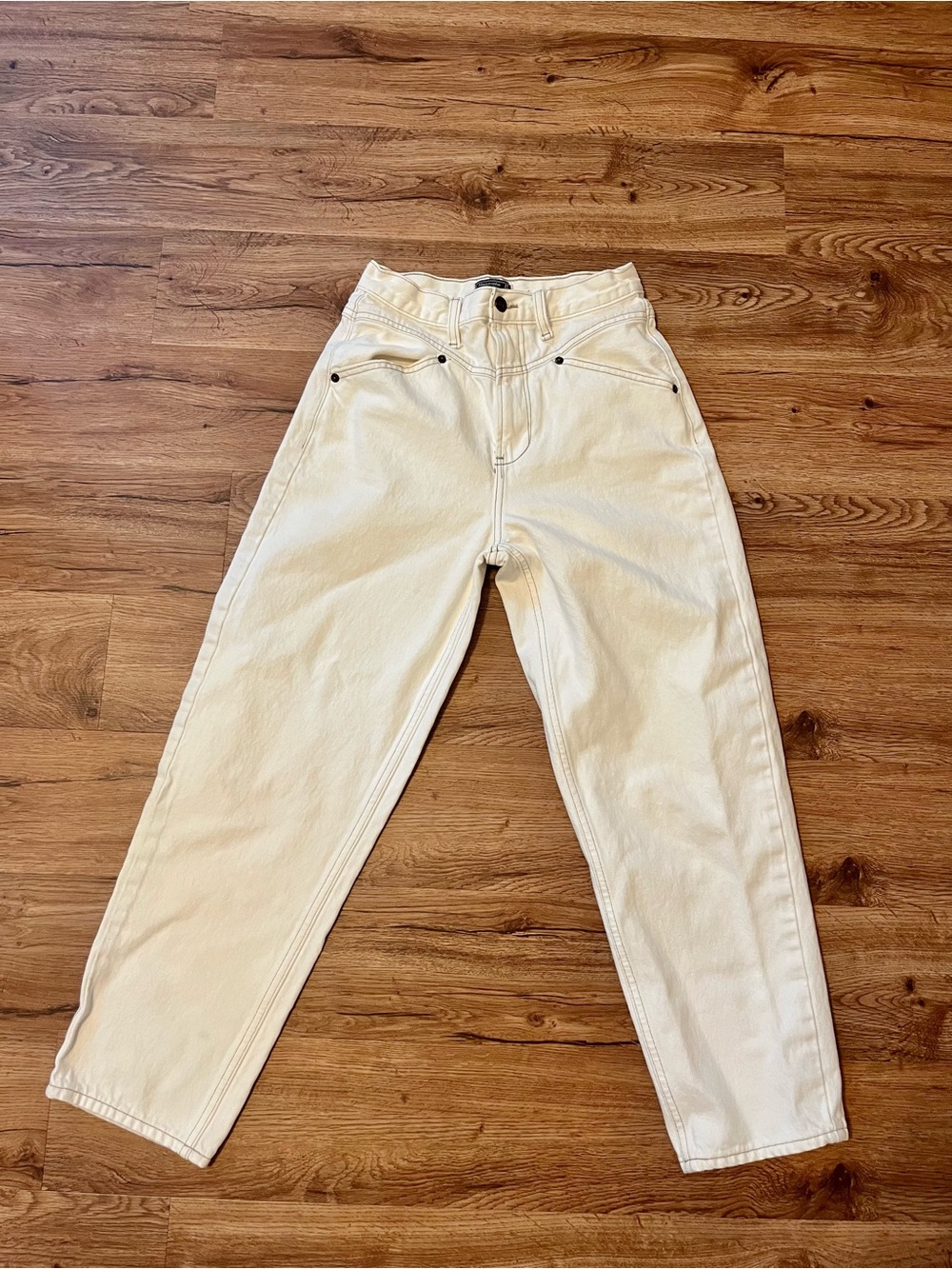 ABERCROMBIE & FITCH Women's Ivory High-Rise Jeans